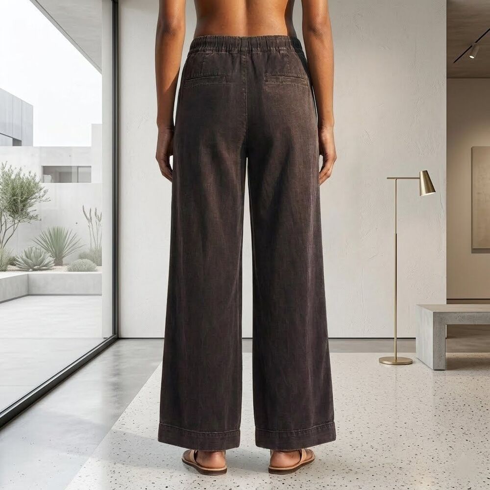 Free People Women's Wide-Leg Drawstring Trouser Pants Adjustable Black M 288529 - Picture 2 of 6